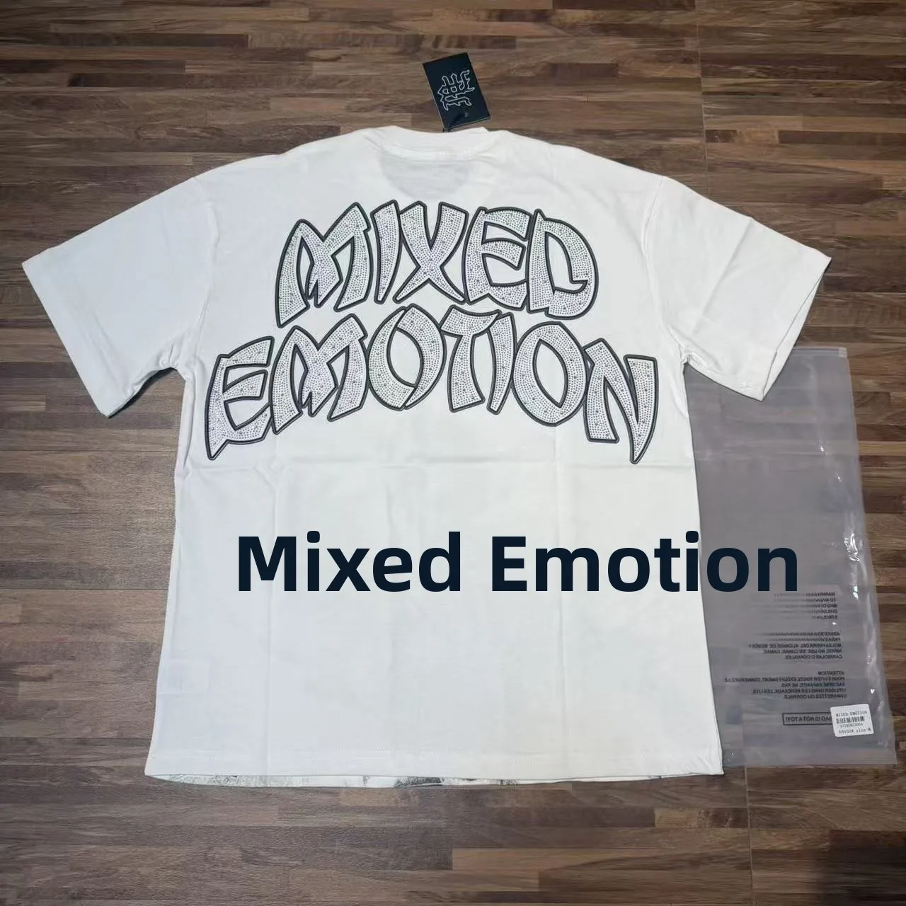 Mixed Emotion Retro Angel Print Rhinestone Letter High Street Loose Fit Pure Cotton round Neck Short Sleeve T-Shirt for Teens