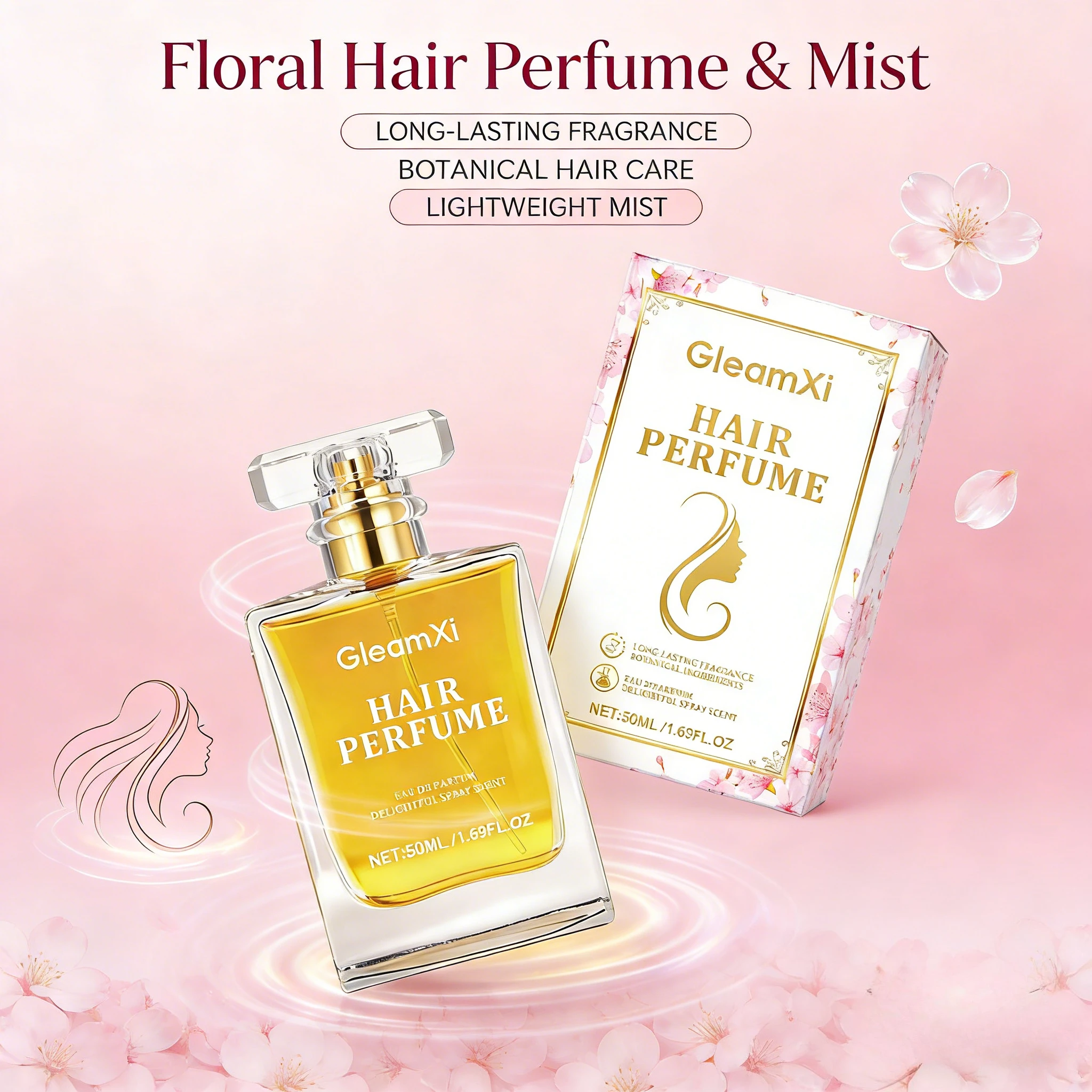 Spray de Fragrância Floral para Cabelo com Aroma Duradouro, Nutrição Suave, Cuidado Hidratante para Uso Diário