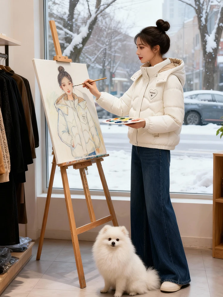 

Утепленная женская зимняя куртка с капюшоном, модное стеганое пальто на молнии из хлопка, корейский стиль, длинный рукав