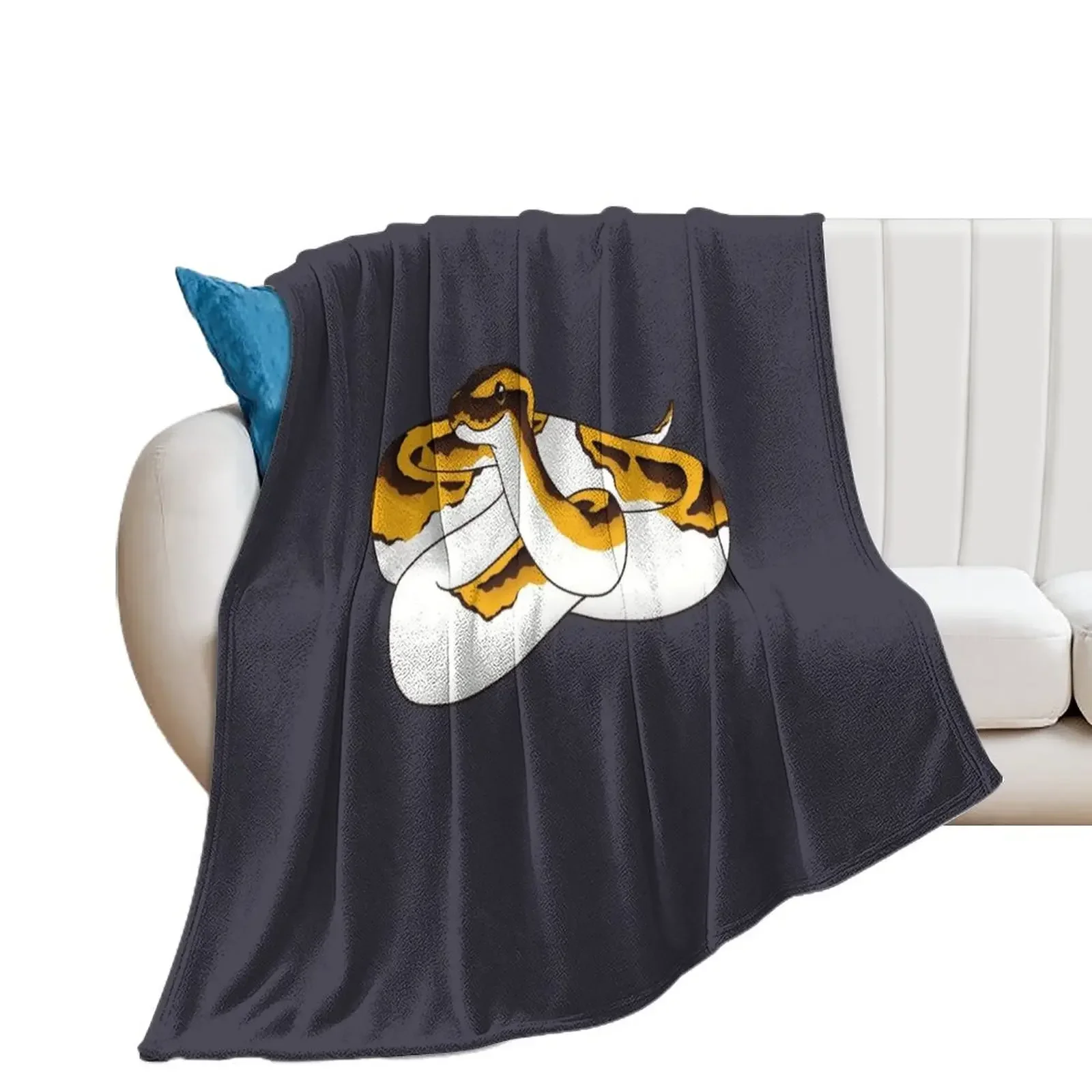 Piebald Ball Python Illustration Throw Blanket Plush Soft Big Soft Beds Blankets