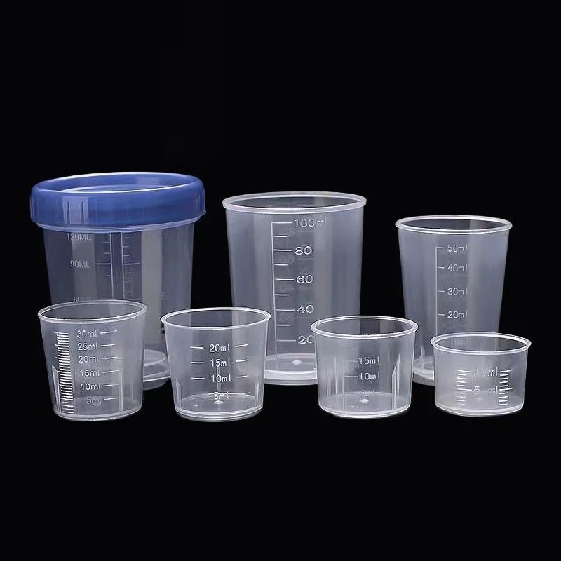 10Pcs 20ml-120ml Mini Reusable Plastic Measuring Cups Transparent Scale Cup for Mixing Paint Stain Epoxy Resin Cooking Baking