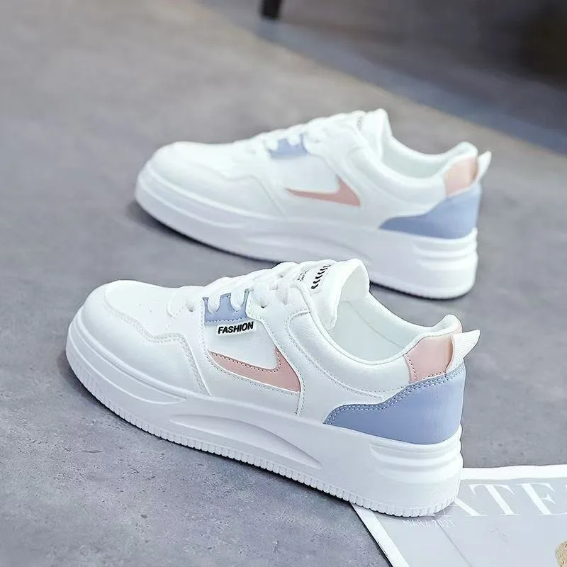 Damenschuhe, Plateau-Sneaker, modische Low-Top-Schnürschuhe, lässige Schuhe, atmungsaktive vulkanisierte Schuhe, weiße Damen-Flats für den Außenbereich