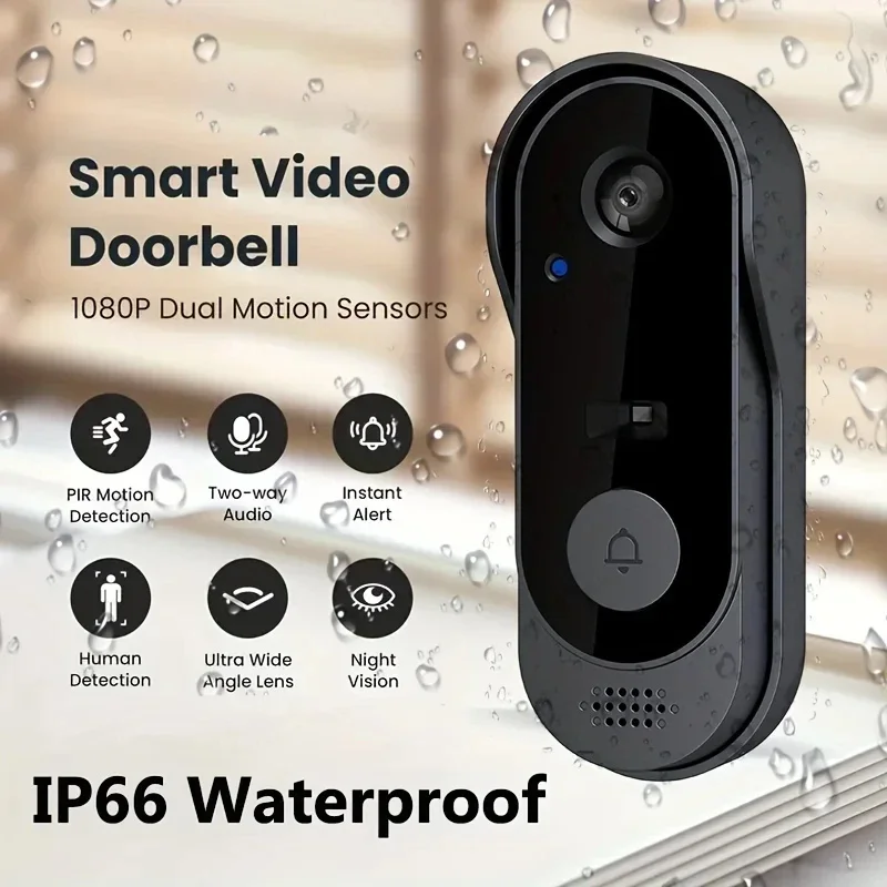 Smart Home WIFI Doorbell 1080P HD With Camera Waterproof IR Night Vision Wireless Doorbell Security Monitor Alarm Video Intercom