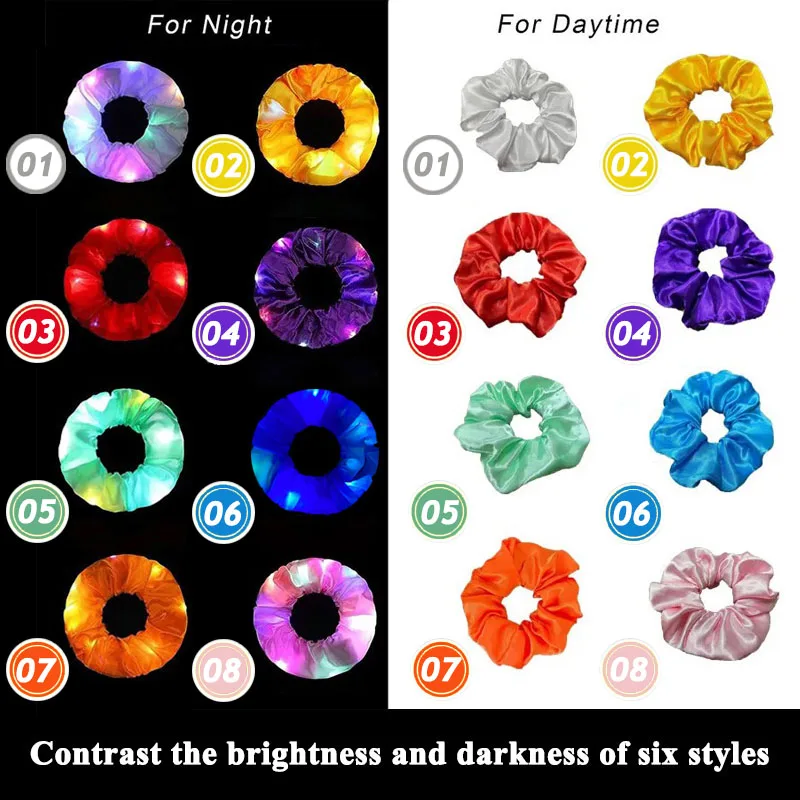 Bar Glowing Hair Rope LED Luminous Hair Band Light Up Luminous Hair Scrunchies for Women Girls Halloween Christmas Party