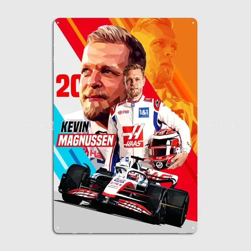 Kevin Magnussen Metal Wall Art Mural F1 Decoration for Home Decor Items Metal Signs Vintage Garage Bar Decor Poster Retro Room