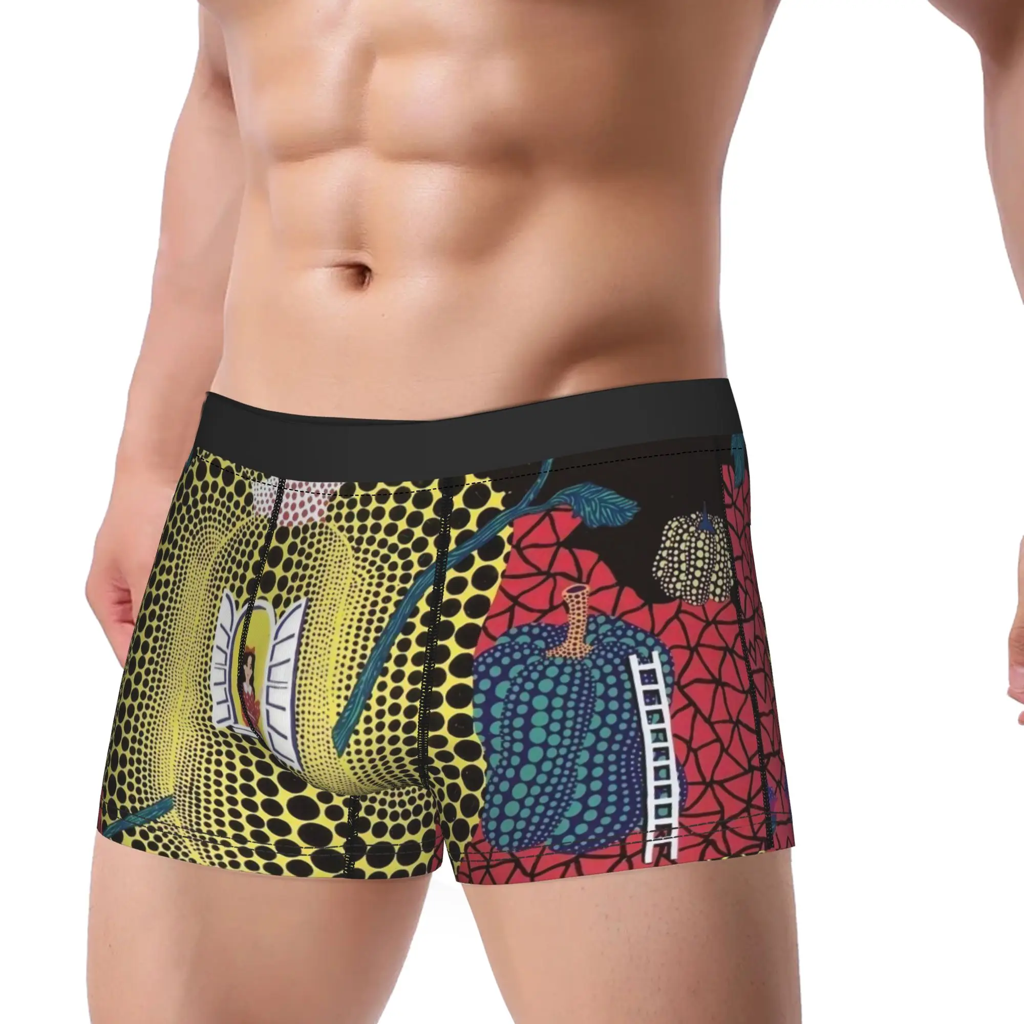 Man Y-Yayoi Kusama Pumpkin Long Underwear  Novelty Boxer Briefs Shorts Panties Male Mid Waist Underpants Plus Size