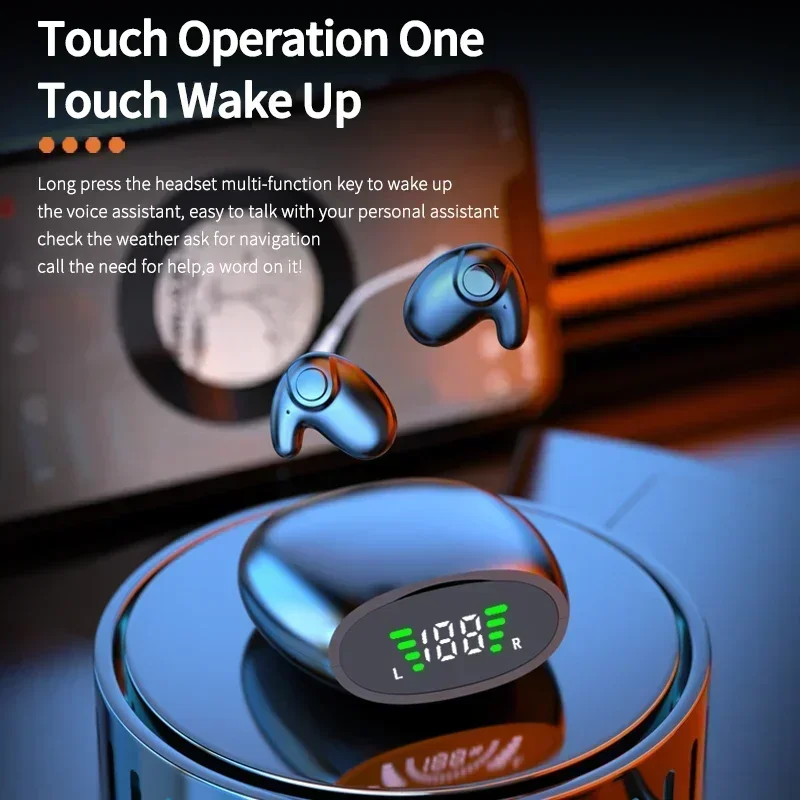 

HiFi Stereo Sports Wireless Headsets Mini Bluetooth 5.3 Earphones ENC Noise Cancelling Earbuds Invisible Sleep Headphones