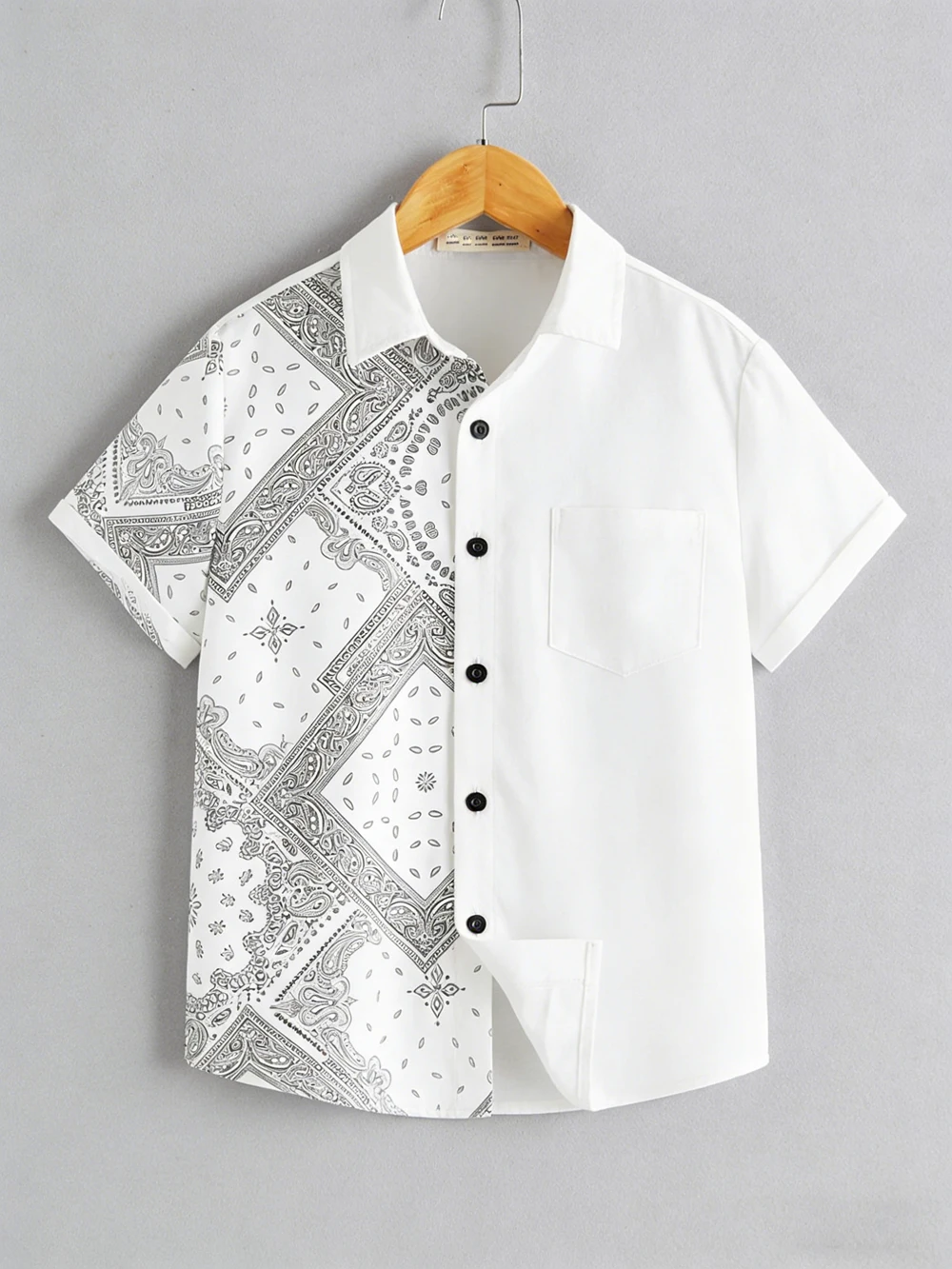 

Men's Summer Printed Short-Sleeved Shirt, Casual Loose Breathable Men's Retro Literary Style Lapel Top, Vacation Hawaiian Shirt