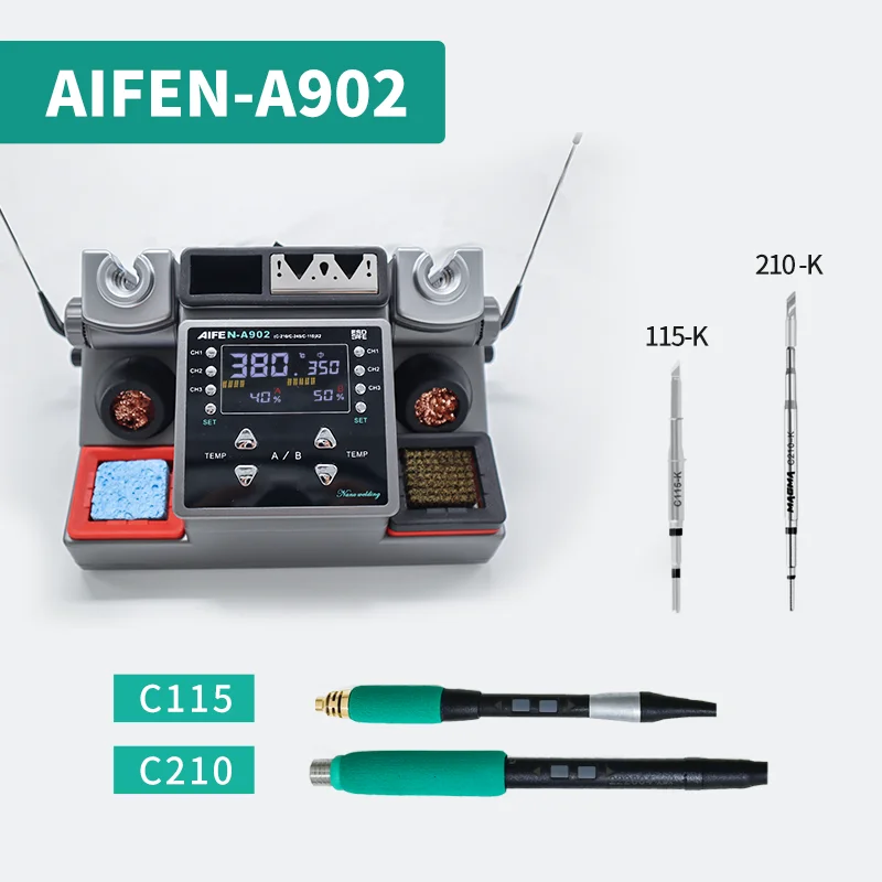 AIFEN A902 Soldeerstation C115 C210 C245 Dubbele Station Lassen Rework Station Voor Mobiele Telefoon PCB IC Reparatie Soldeer gereedschap