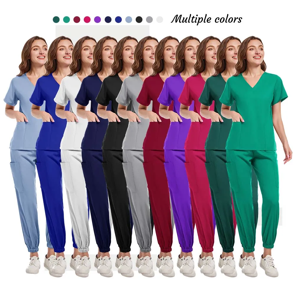 เภสัชกรทําความสะอาดชุดขัดโรงพยาบาล Stomatology ทันตกรรมหมอทํางานพยาบาลทางการแพทย์ฤดูร้อน V คอแฟชั่นขายส่ง