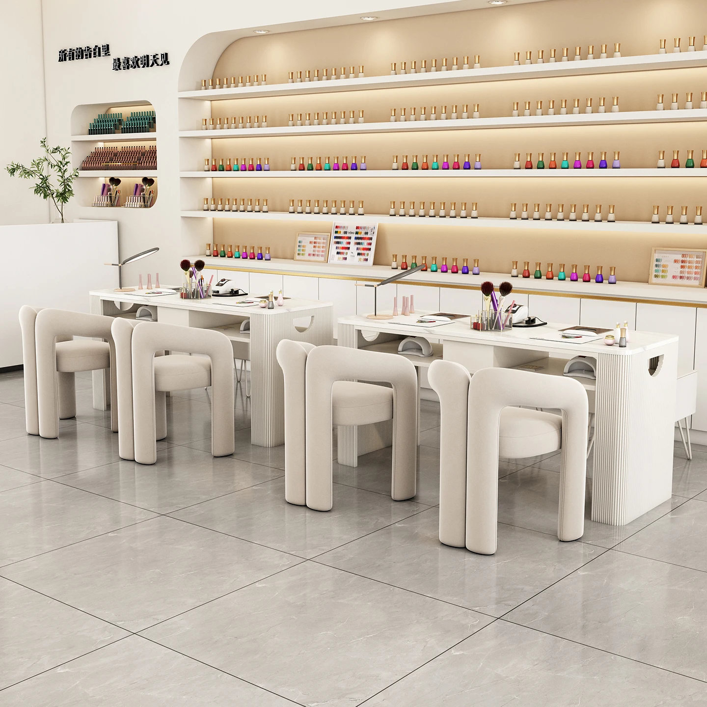 

Reception Makeup Nail Desk Square Designer Cleaning Aesthetic Nail Desk Minimalist Simple Mobile Wood Nageltisch Salon Furniture