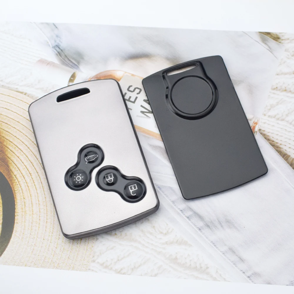Soft Gunmetal TPU Car Key Case for Renault Megan 3 Laguna Fluence NEMA Clio 4 Captur Zoe 4 Buttons Card Key Cover Keychain Set