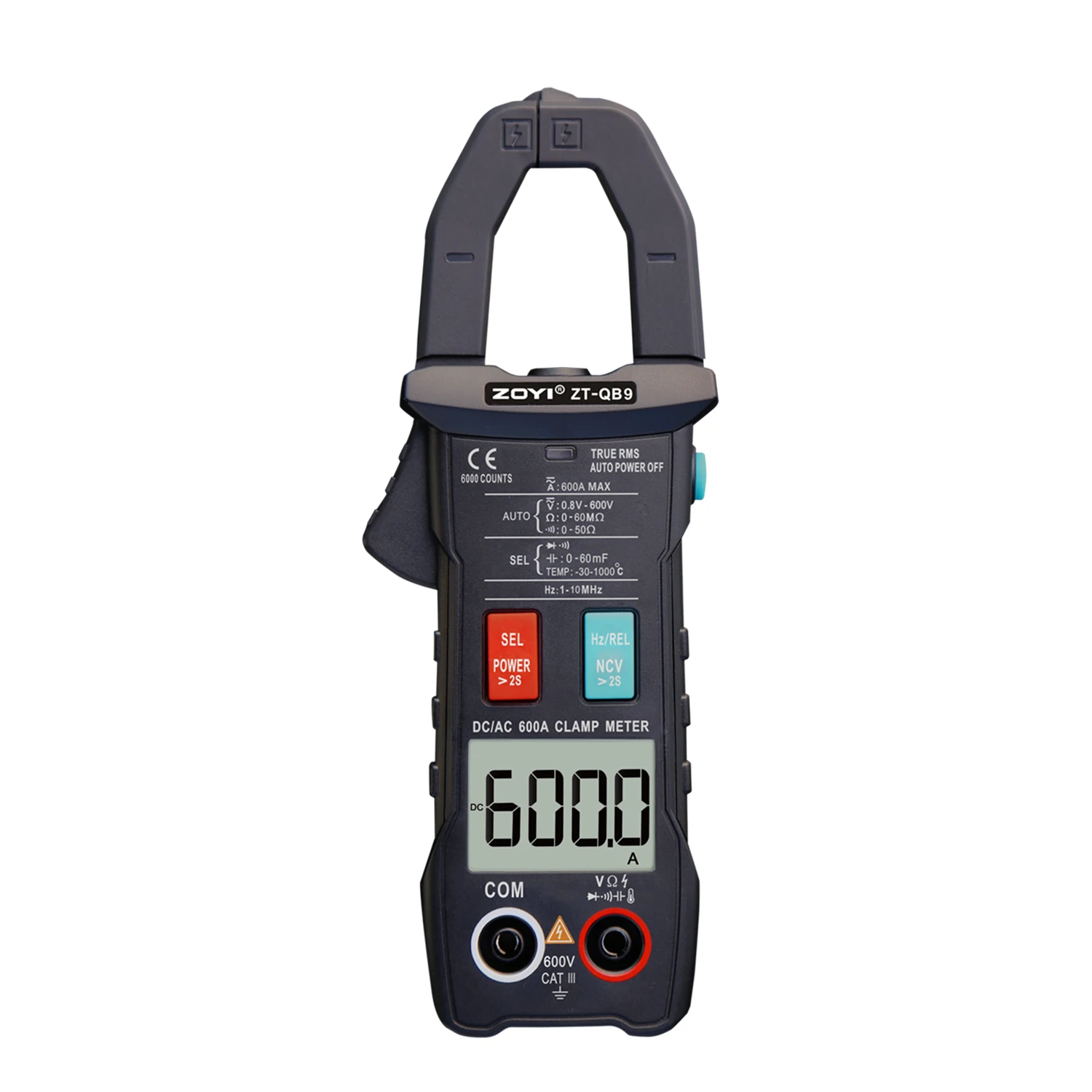 

ZOYI ZT-QB9 6000 Counts AC/DC 600A Digital Clamp Meter Auto Anti Burn Clamp Meter