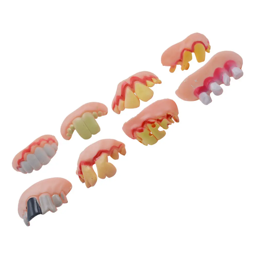 Zombie Teeth Braces Set Fake Denture For Halloween Party Trick Gag Props Masquerade Costume Joke Supplies Novelty Funny