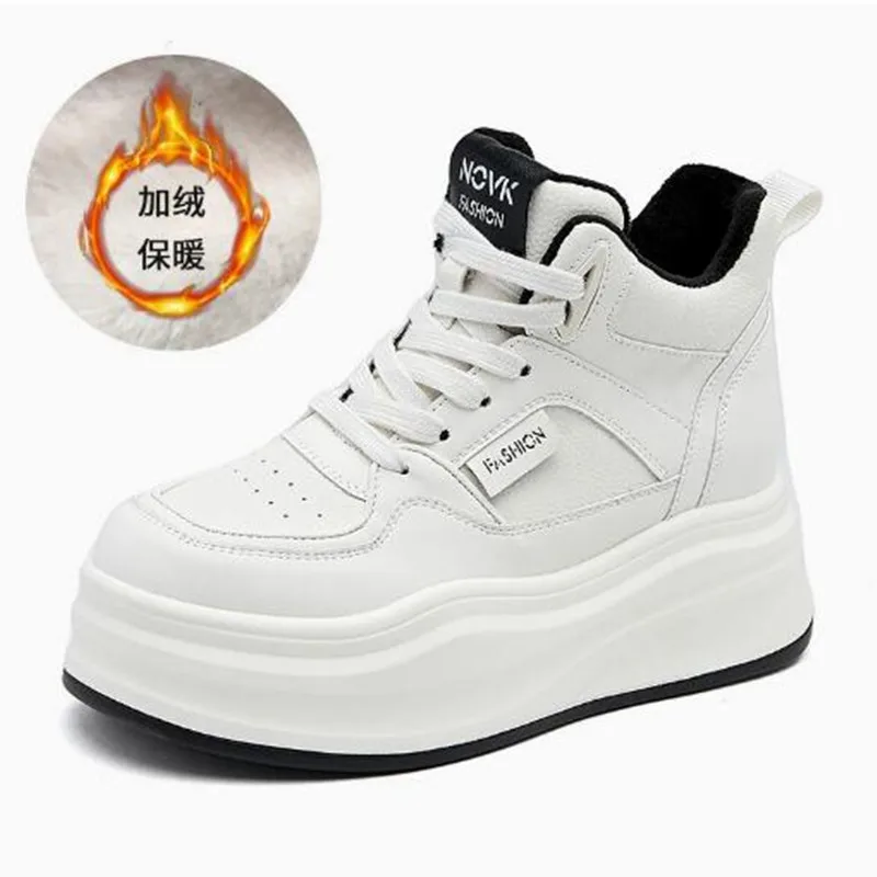 

Новые женские кроссовки 2026 года: осенне-зимние, с круглым носком, на толстой подошве, с увеличенной внутренней высотой, повседневные, белые