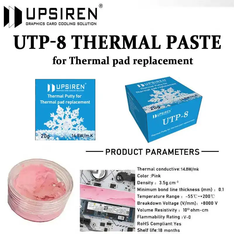 UPSIREN Thermal Putty UTP-8 For VGA GPU IC Processor Rapid Cooling Thermal Pad Replacement Heat Blocking Putty High Performance