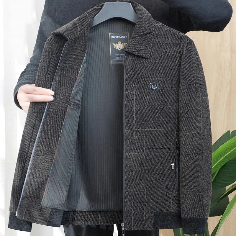 

Autumn and Winter Men's Solid Color Pocket Long-sleeved Zipper Cardigan Jacket Fashionable Casual Top