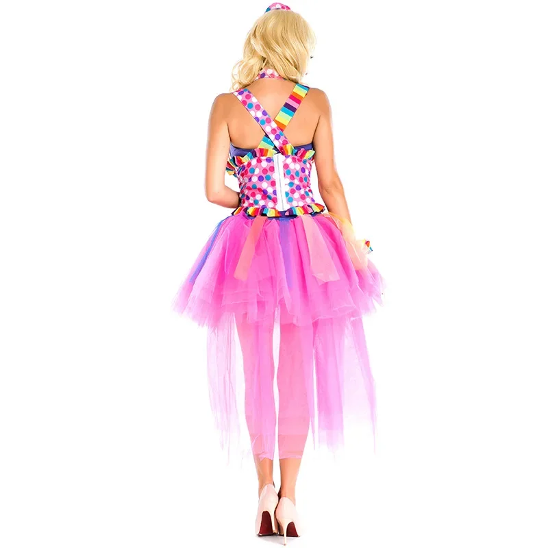 Halloween Sexy Ugly Criminal Murderer Circus Clown Costume Performance Candy Funny Magician Cosplay Dress