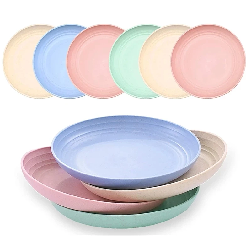 Juego de platos de cena de paja de trigo, vajilla completa ecológica, accesorios de cocina, 4 piezas