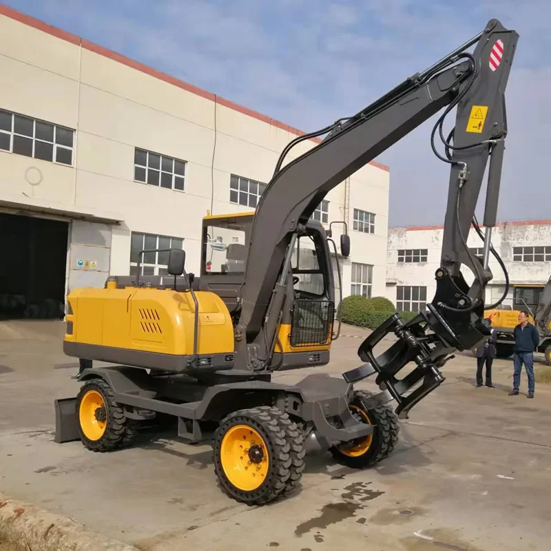 80 wheel digging and grabbing wood machine 360 rotating wood grabber grabber steel wheel excavator