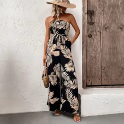 Jumpsuit Women 2024 Summer Sleeveless Off-Shoulder Printed Strappy Overalls Sexy Jumpsuit Women Elegat Luxurious