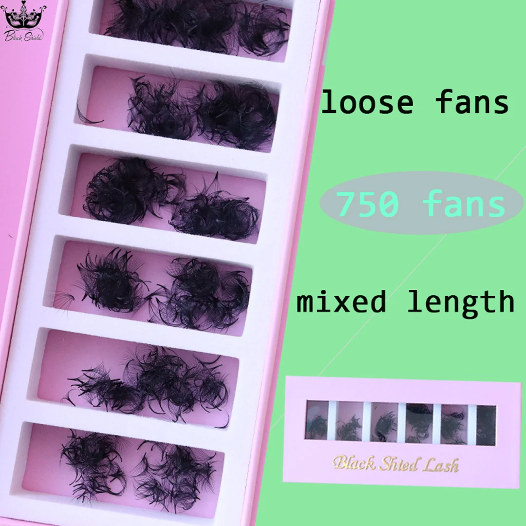 

750 Fans 3D-20D Mixed Length Promade Slim Medium Base Sharp Pointy Stem Premade Russian Volume Loose Fans Eyelash Extensions