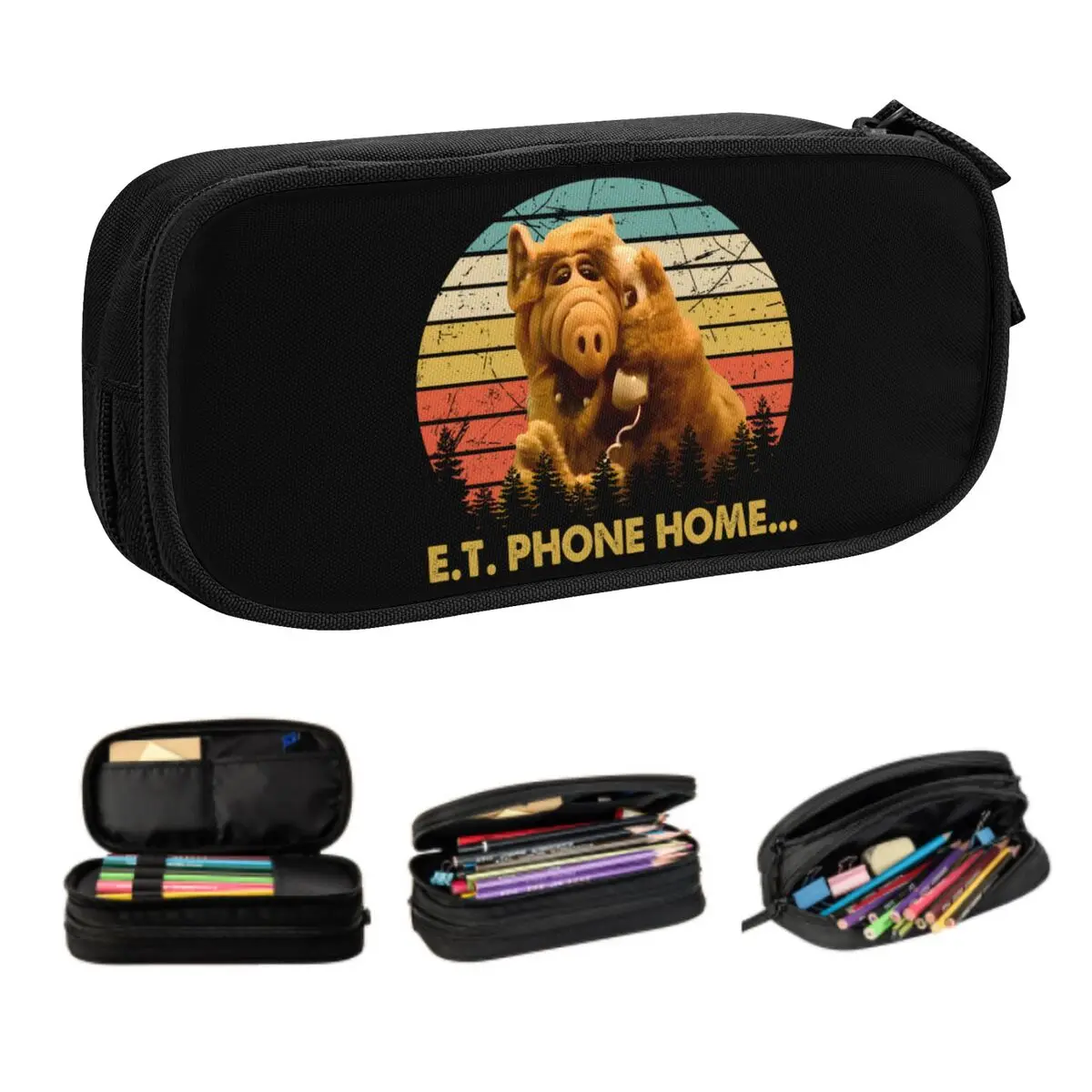 Custom Korean Phone Home Alf Pencil Case for Boys Gilrs Alien Life Form Large Capacity Pen Bag Box School Accessories