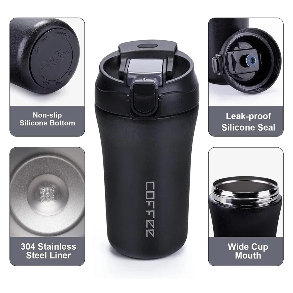 Travel Coffee Mug Tumbler Cup Thermal Insulation Vacuum Insulated Reusable Tumbler for Keep Hot/Ice Coffee with Straw Drinkware