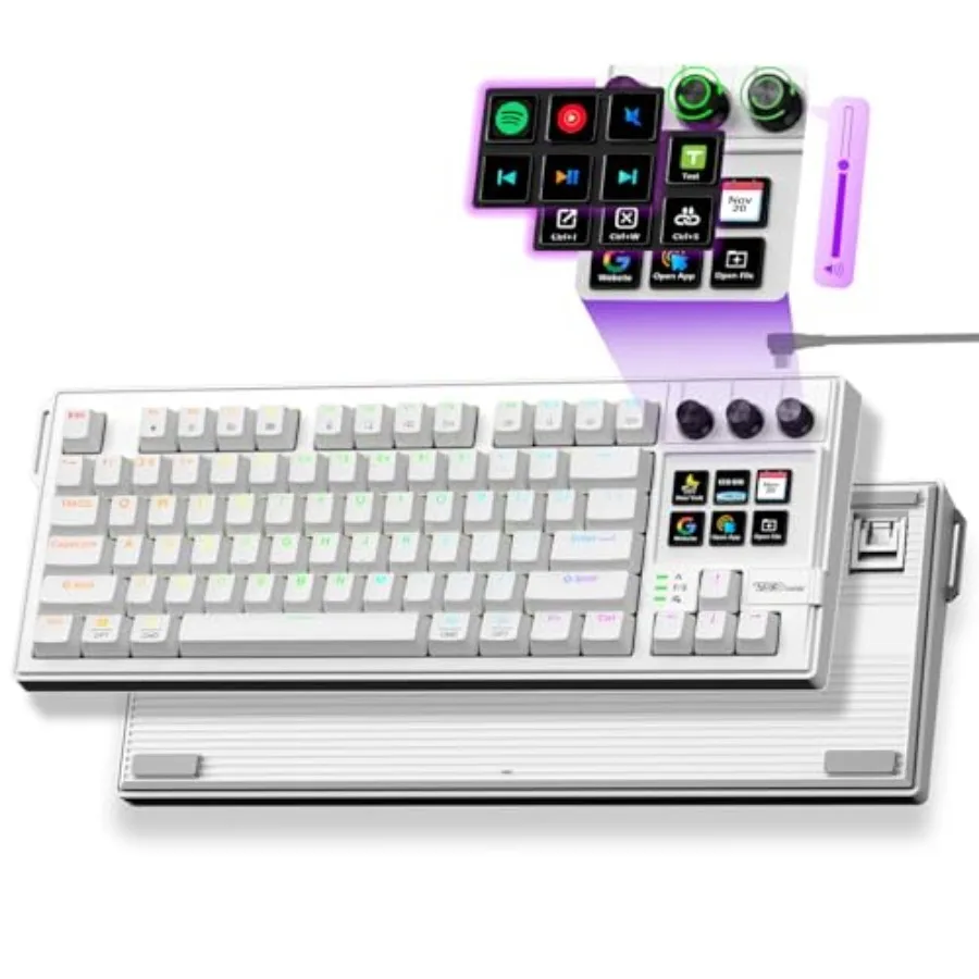 K1 Pro Macro Keyboard Wired Only Full-Key Programmable On-Board Keypad Custom Gaming Streaming Mechanical Keyboards with Screen