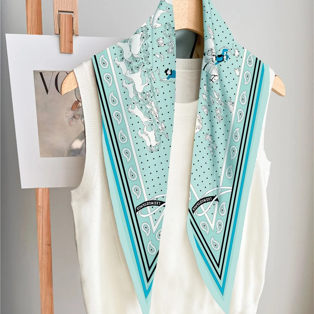 Simple Paisley Style Women Luxury Brand Cashew PrintDiamond Silk Scarf Fashion Decorative Neckerchief Ladies Neck Scarf Shawls