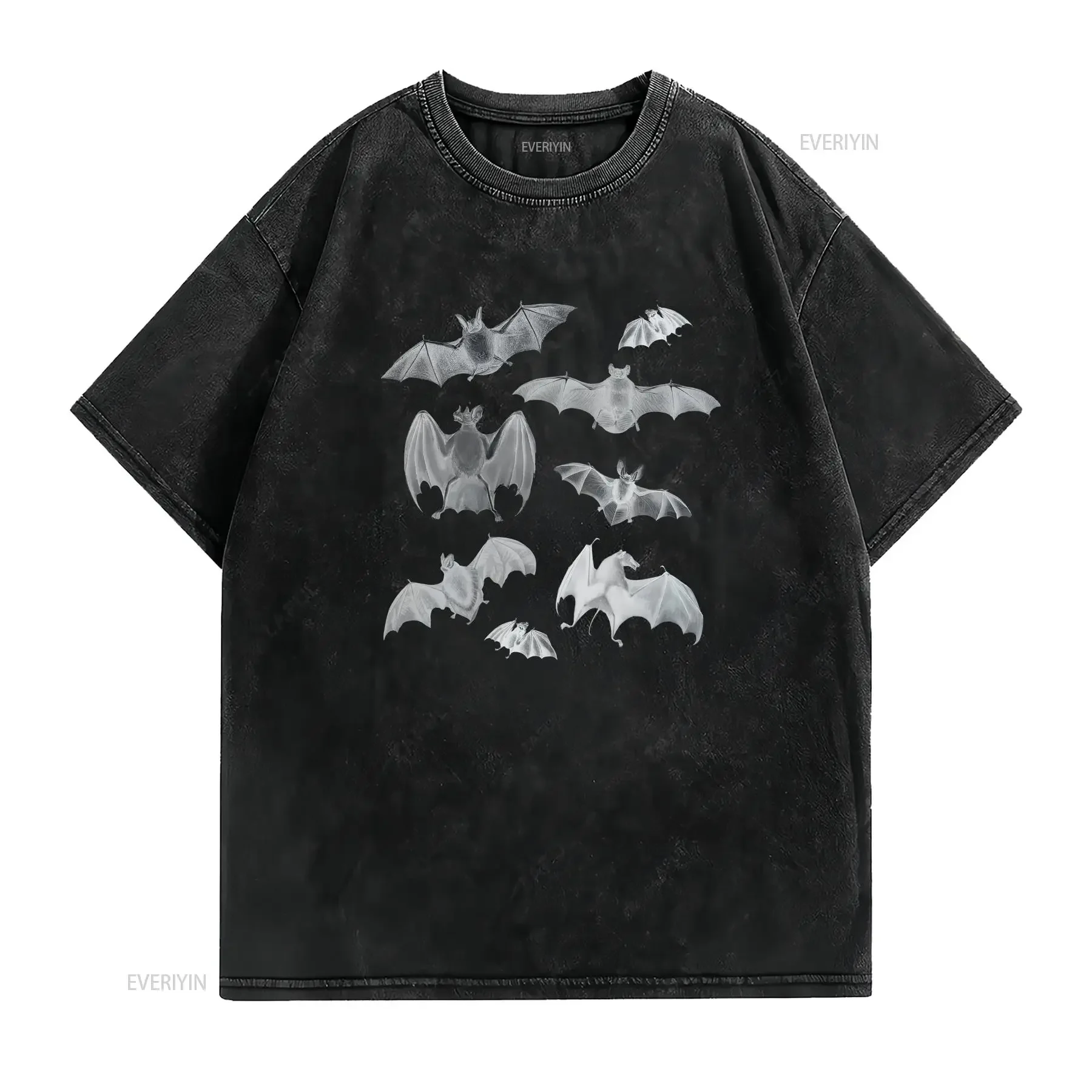 BaT T Shirt Vintage Halloween Bats Cottage Core Dark Academia Goblincore Light  vintage Washed graphic Stylish Versatile