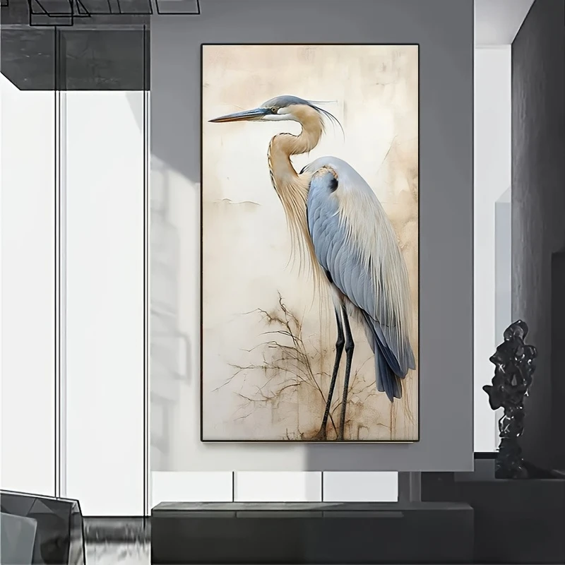 Large-sized frameless canvas paintings,Modern Abstract Herons in Flight Poster and Prints Animal Art Canvas Painting Wall Art Pi