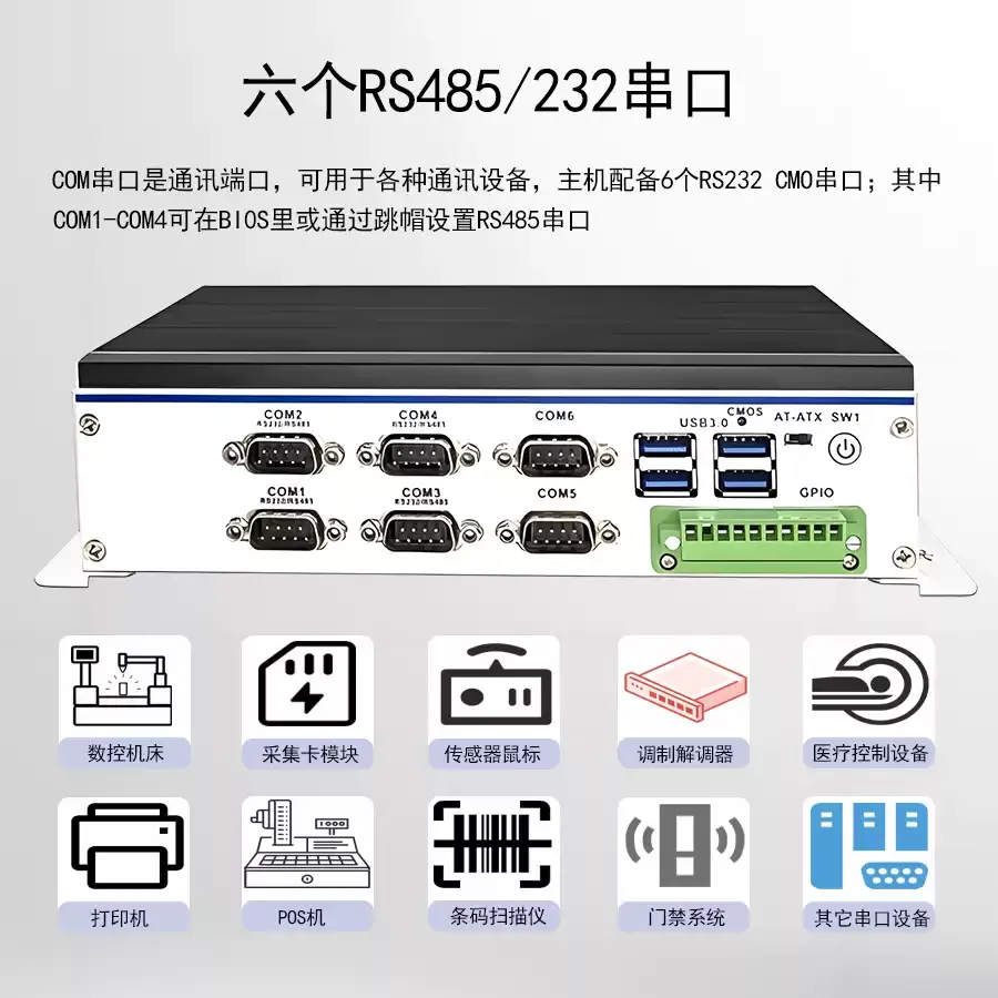 Compact Embedded Industrial Computer with Dual Network Ports, RS485/RS232, Fully Enclosed Mini Small Host for Automation