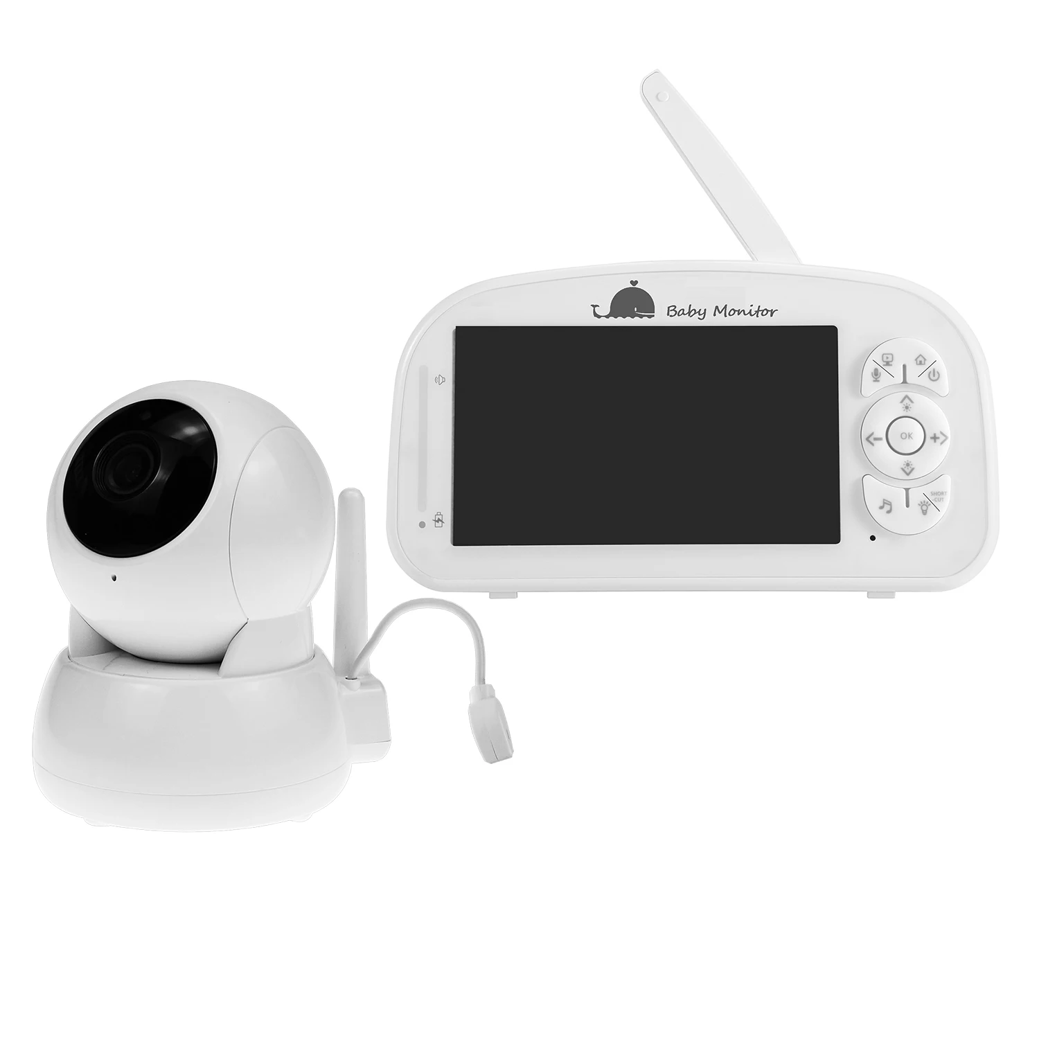 5Inch Screen Temperature Monitoring Intercom Baby Monitor  Wireless PTZ Night Vision Feeding Remind BabySitter Camera