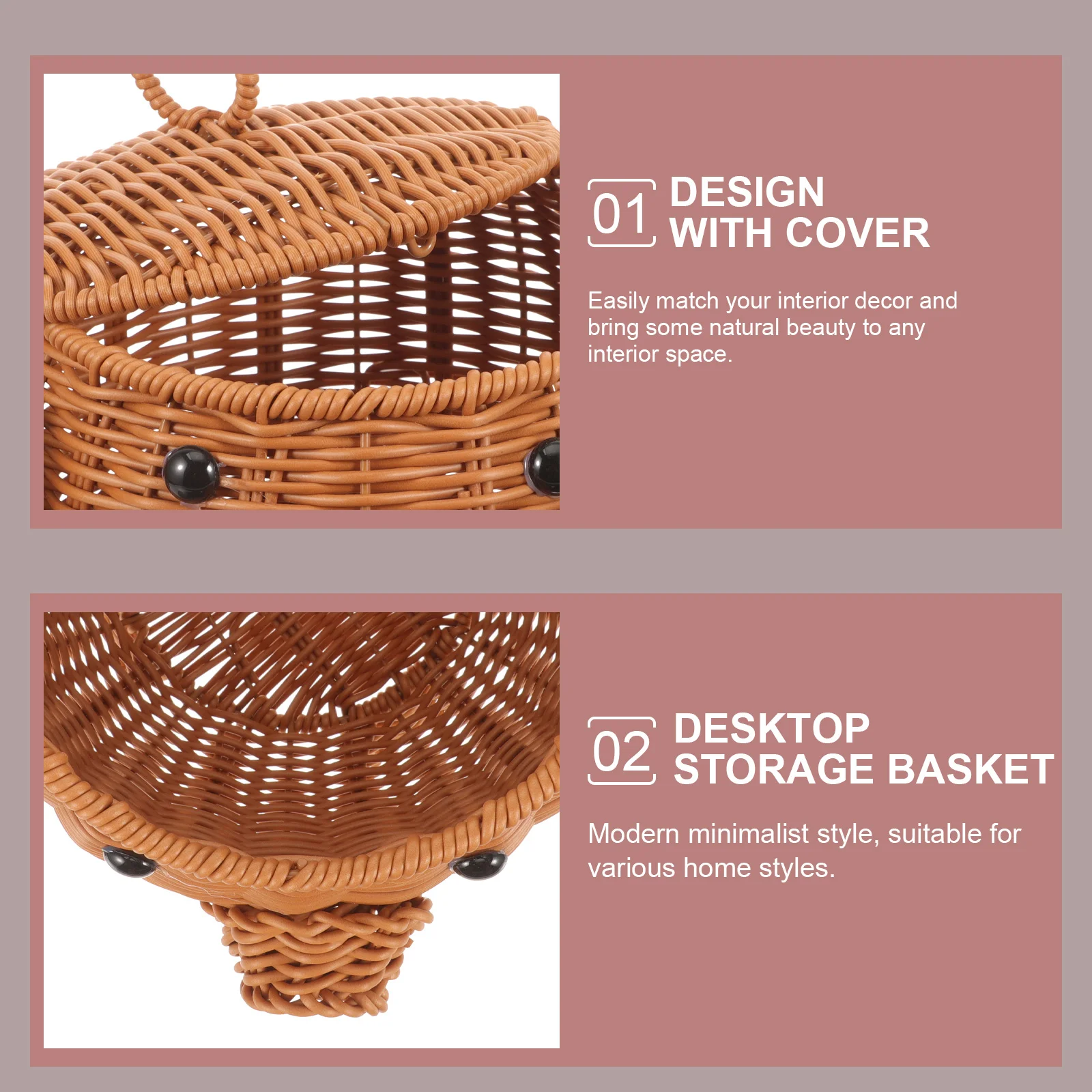 

Candy Tray Lid Woven Storage Bins Kitchen Bar Woven Storage Baskets for Fruits Snacks Decorative Container