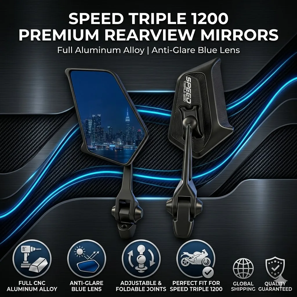 

Universal CNC All-Aluminum Motorcycle Mirrors Adjustable Folding Side Mirror For Street Triple R RS Speed Triple 1200 RS Tiger
