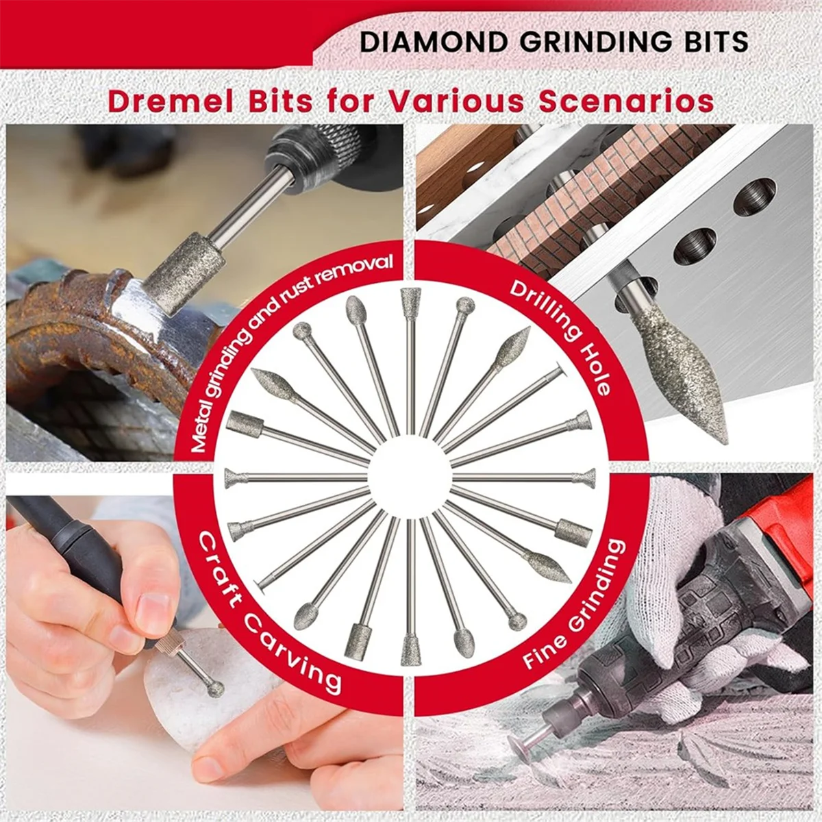 

Popular_20PCS Stone Carving Set Diamond Burr Bits,Polishing Kits Rotary Tools