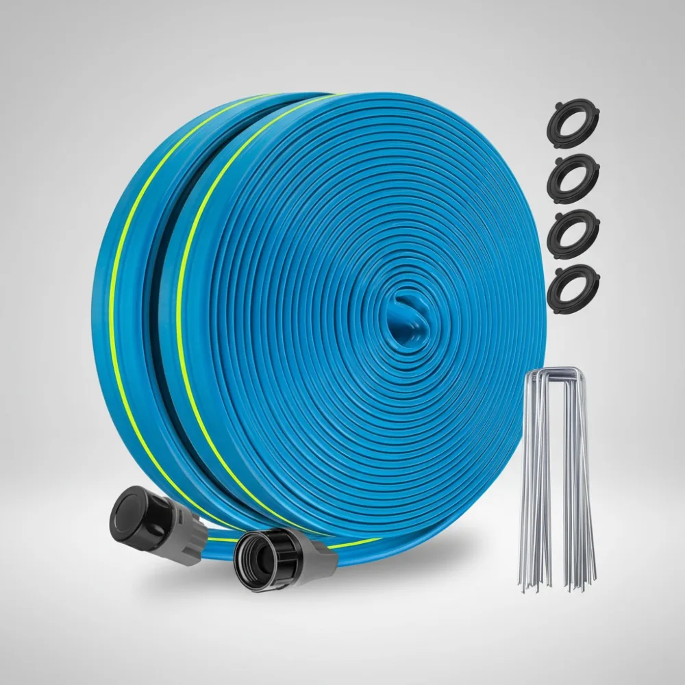 

100FT Garden Sprinkler Hose with 40 Staples, Heavy Duty Watering System for Lawn Irrigation & Plant Care