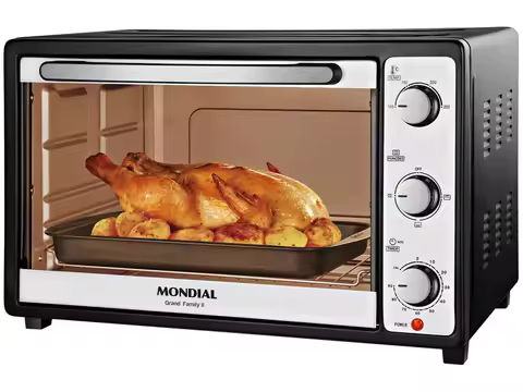 Forno Elétrico de Bancada Mondial Multifuncional 52L Preto e Prata Grand Family II FRN-52-B - 220V