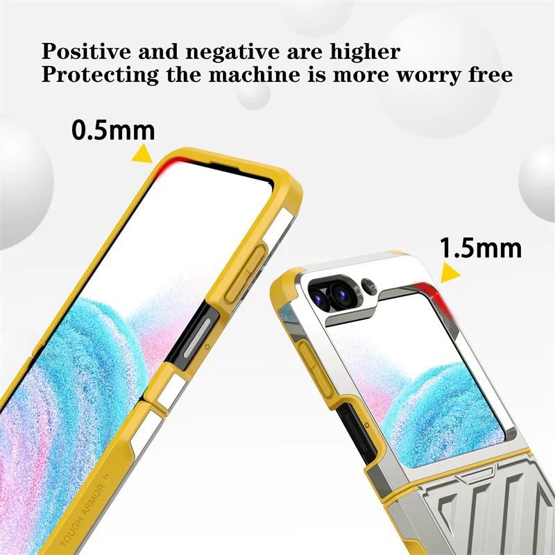 Electroplated Hinge Armor Folding Phone Case For Samsung Galaxy Z Flip 3 4 5 6 5G Shockproof Hard Case For Galaxy Z Flip 6 5G