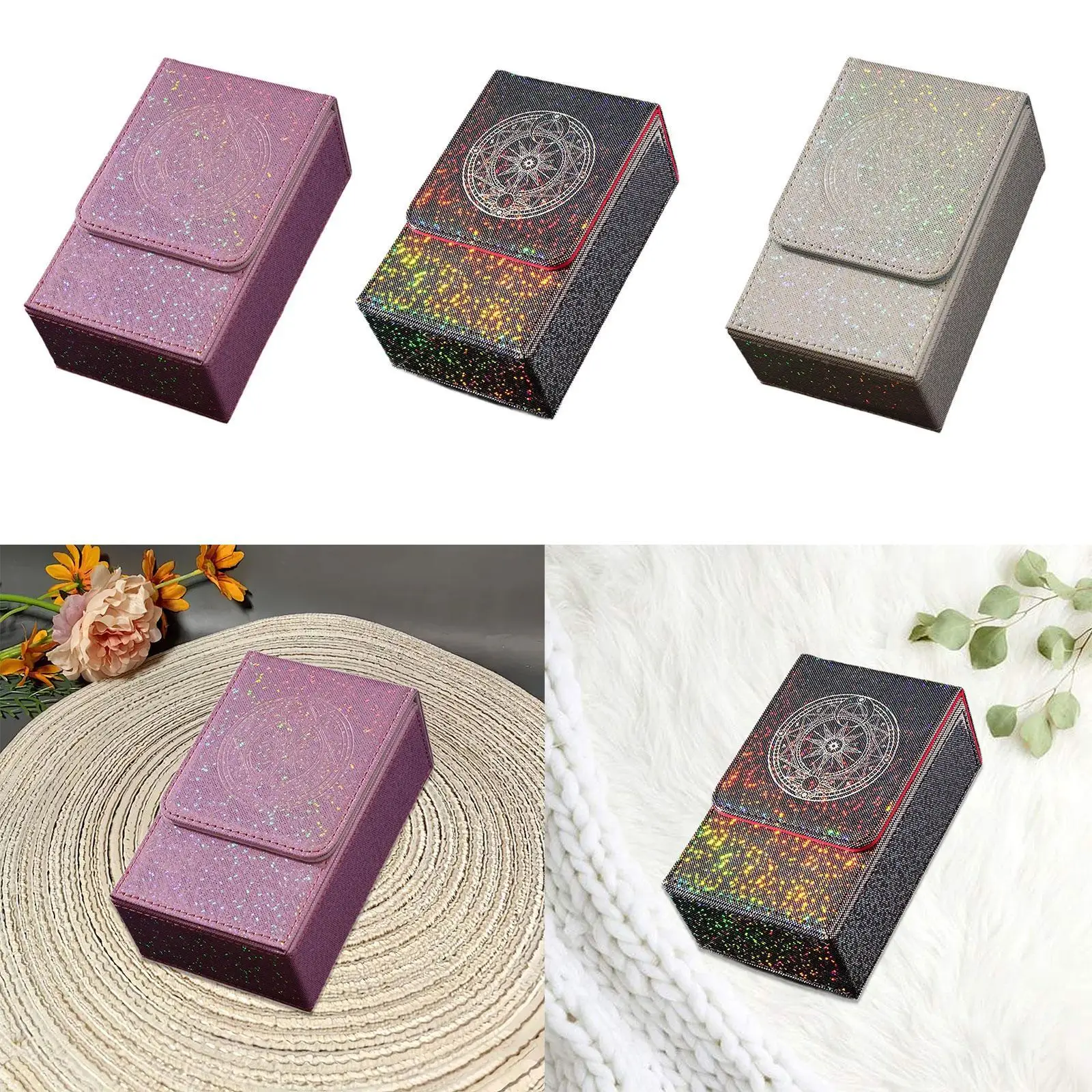 

Tarots Card Storage Box Playing Cards Portable Container Protective Case Organizer Tarot Card Case Deck Holder PU Leather