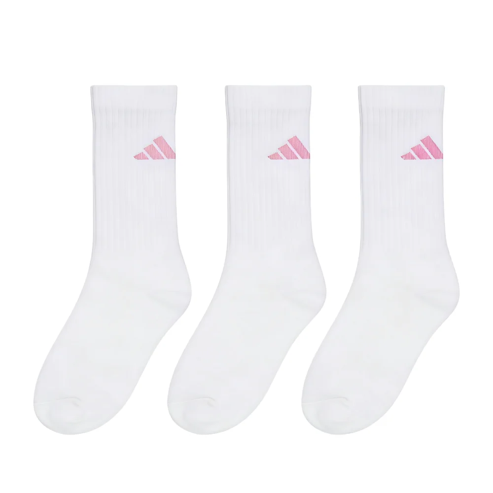 

Adidas 3-Pack Logo Comfortable Sports & Fitness Anti-Slip Breathable Socks, Unisex, White/Pink, Fashionable Style, JN4869