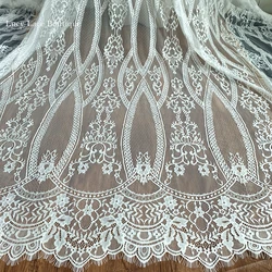 2023 New Items 3 Meters Long Eyelash Lace Fabric Off White & Black in Stock Lady Long Dress Sewing Material