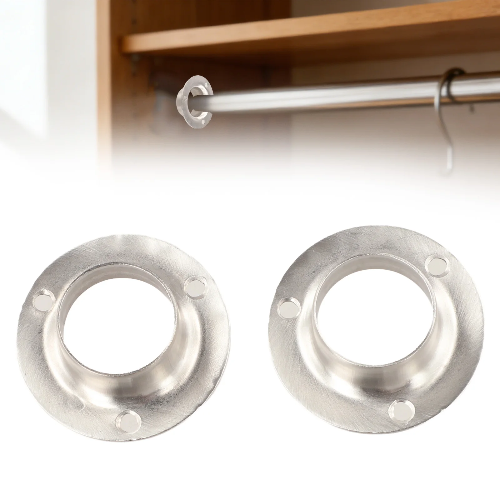 Ceiling RAIL BRACKETS Closet Rod Holder 2 Pcs 25mm Cabinet Cupboard Solid Color Stainless Steel Support Bracket