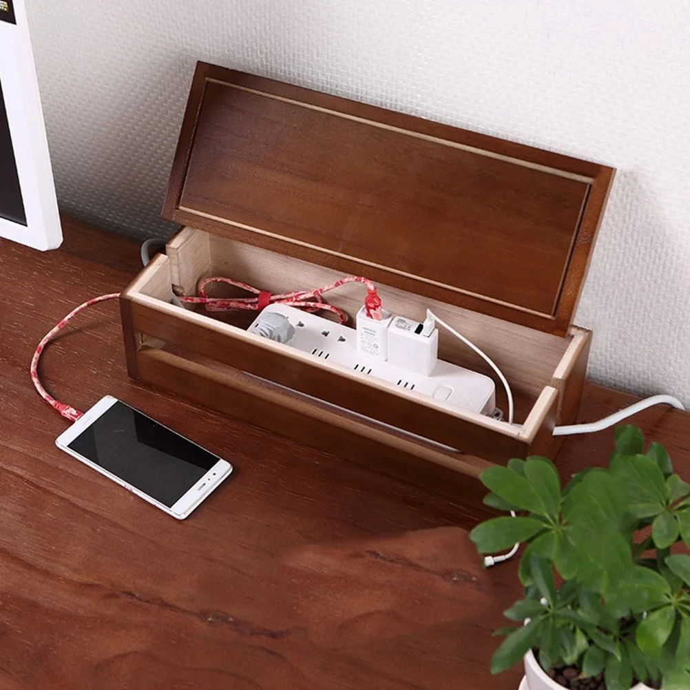 Solid Wood Wiring Usb Hub Socket Container Organizer Storage Paulownia Main Body Cable Hub