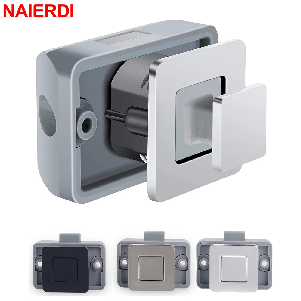 NAIERDI Keyless RV Push Cabinet Locks Camper Car Push Lock Caravan Boat Motor Home Cabinet Drawer Lock Furniture Hardware