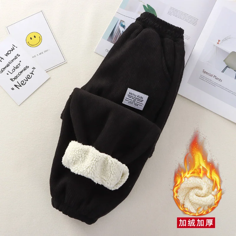 Jongens dikke gewatteerde broek winter kinderen plus fluwelen warme kinderen lamswol katoenen lange broek herfst casual sportbroek