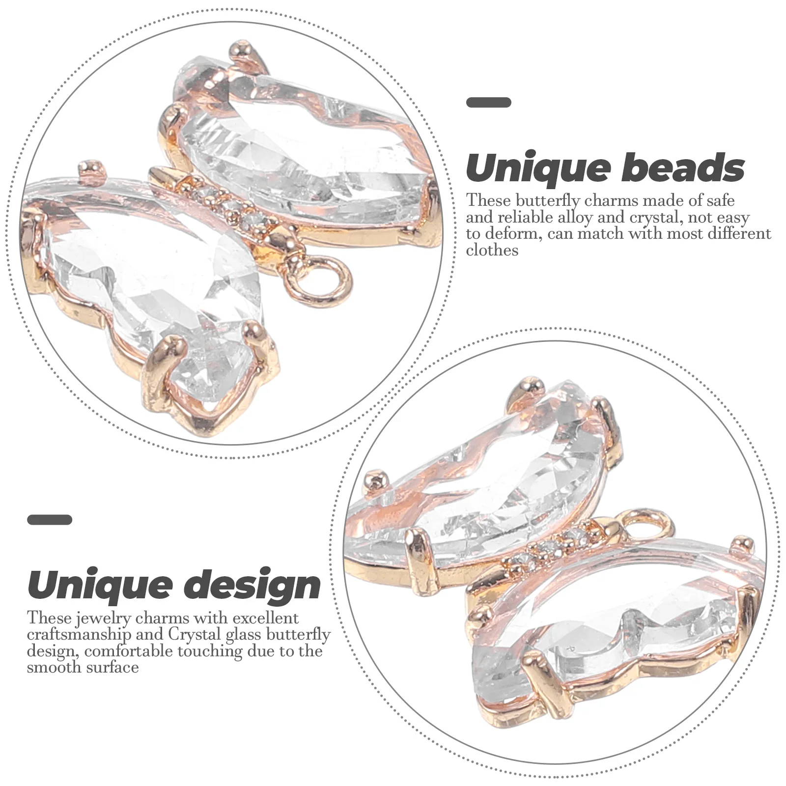 

10Pcs Crystal Glass Butterfly Charms Decorative Jewelry DIY Pendant Making Craft Supplies Necklace Keychain Butterfly Charms