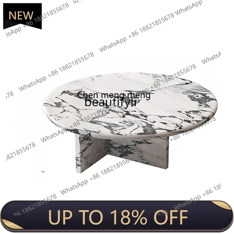 

P178 FrenchMarbleCoffee Table Light Luxury Modern Minimalist Living Room Large and Small Apartment Type Designer round Tea Side