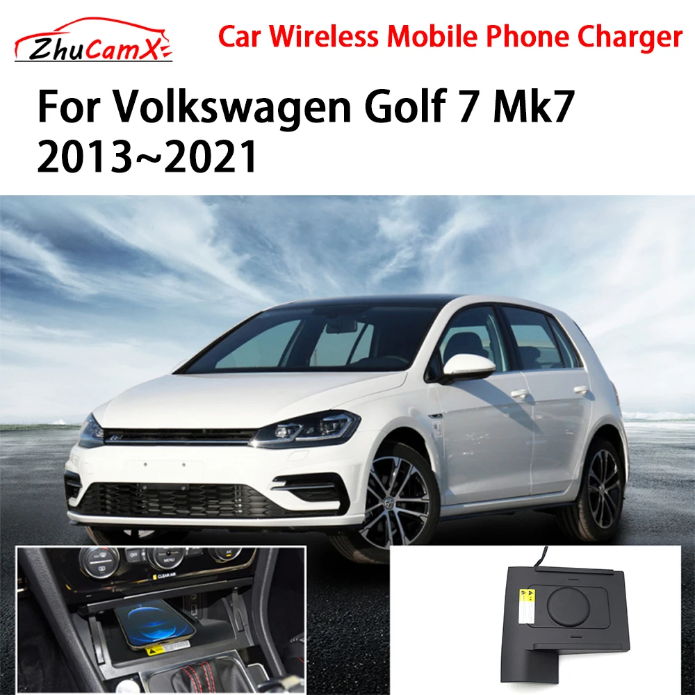 Car Wireless Mobile Phone Charger Center Console Storage QI 18W iPhone fast charge for Volkswagen Golf 7 Mk7 2013-2021